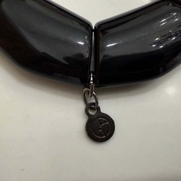 Giorgio Armani Resin Stretch Bracelet black new lucite gorgeous - Picture 3 of 7